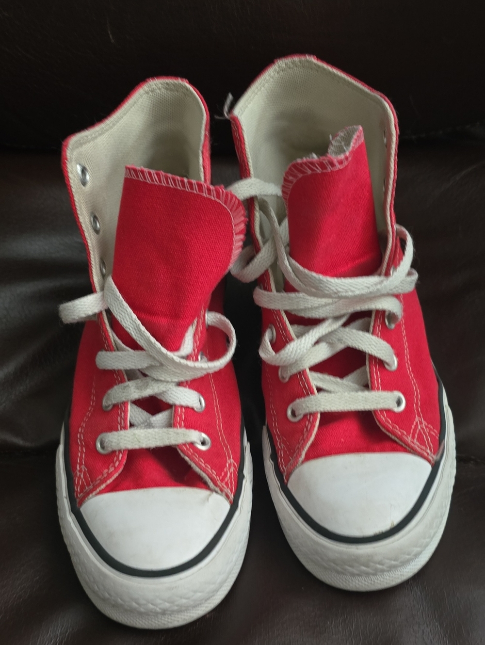 Converse Red High-Top Sneakers with White Soles